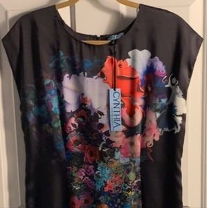CYNTHIA ROWLEY "TRUE BLACK HOURGLASS FLORALS" PRINT DRESS Size 8 NWT
